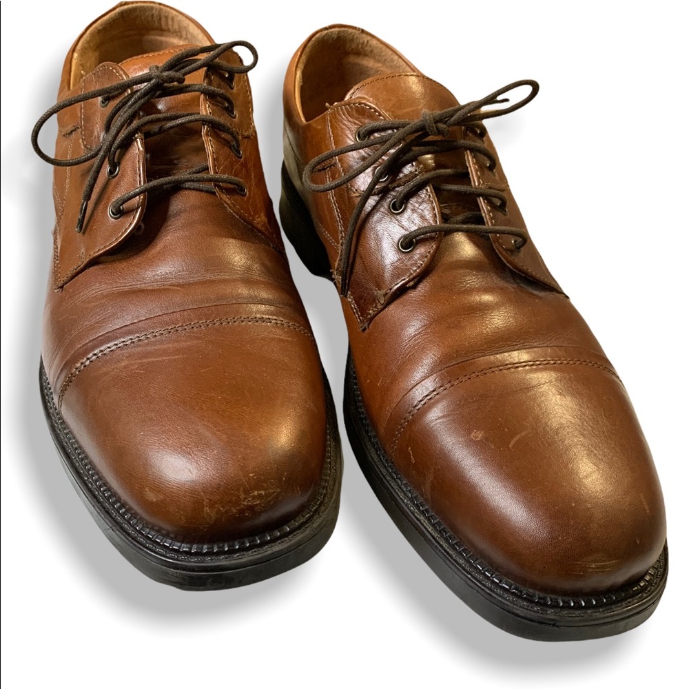 Bostonian STRADA Cap-Toe Dress Shoe Mens Size 13M Brown Leather Lace-Up Oxfords